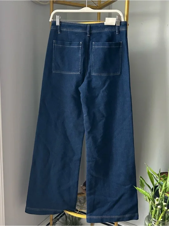 Z Supply women’s Rilynn Wide sweat Denim Trouser In Dark blue wash size 27 NEW - Picture 4 of 10